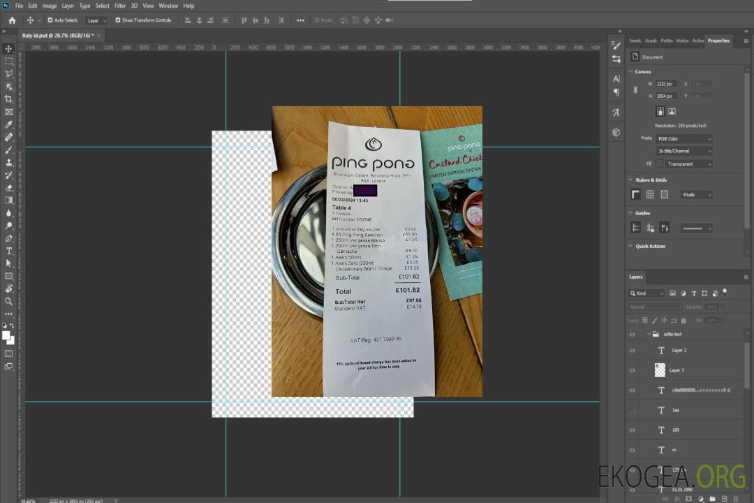 Reçu de paiement des restaurants de ping-pong template